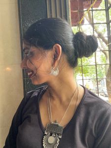Silver Oxidised Earrings &amp; Necklace