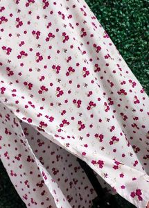 White Floral Slit Skirt