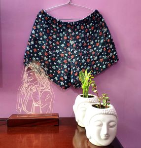Black Printed Shorts (Women)