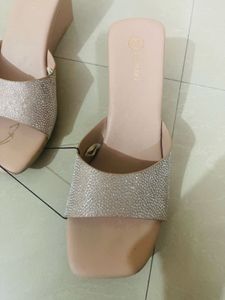 New Chic Nude Wedge Slides