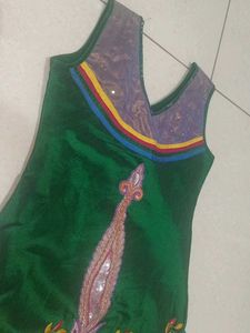 Hand Stiched Green Festive Kurta Set