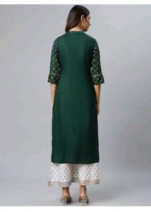Green Printed Kurta Set