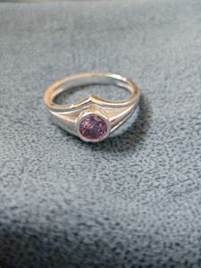 Pure silver ring in pink zircon.