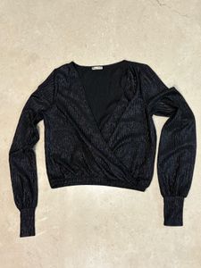 Elegant Party Black Wrap Top