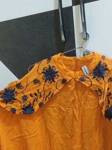 Orange Embroidered Top