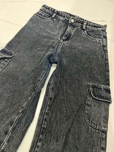 Vintage Acid Wash Cargo Jeans
