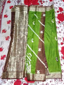 Brown &amp; Green South Silk Saree For Women