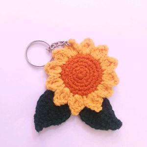 Sunflower Crochet Keychain
