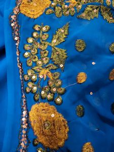 Blue Embellished Saree