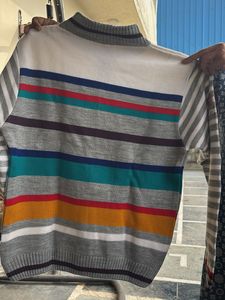 Striped Zip-Up Knit sweater