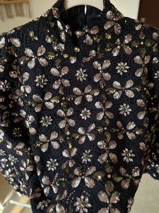 ZARA Embroidered Sequins Embellished Blouse