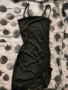 Black Ruched Mini Dress