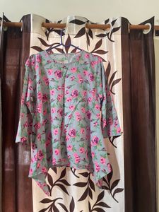 Flower Printed Side Knot Top