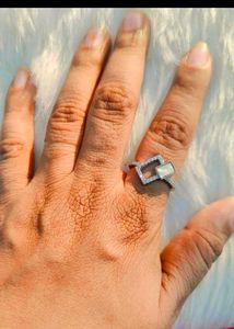 925 Silver Square Design Ring Wth Hallmark