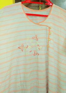 Striped Embroidered Tunic Top