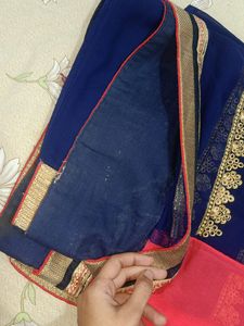 Heavy Bluepink Shaded Saree Women