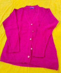 Pink Button-Down Cardigan