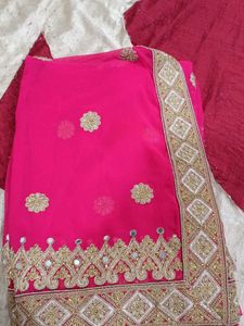 Hot Pink Embellished Saree