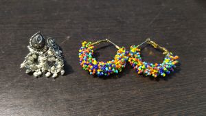 Totally Unused, Oxidise And Bead Earrings, Goes Amazing With Ethnic As Well As Western, 100 Coins For Both