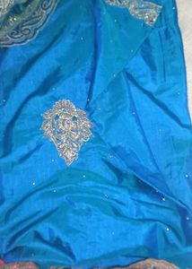 Pink &amp; Silver Embellished Saree