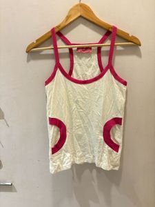 Cute White & Pink Imported Tank Top