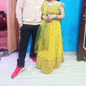 Yellow Embroidered Anarkali Dress
