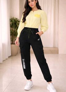 Black Cargo Style Trousers