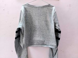 Casual Full Sleeve Printed Women Grey Top