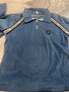 Balmain Paris Blue Corduroy Top