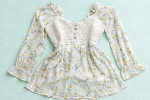 Floral Print crochet Long Sleeve Top