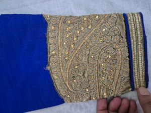 Blue Blouse with Gold Embroidery