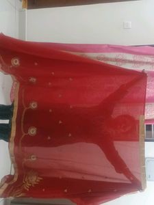 Red &amp; Gold Embroidered Saree
