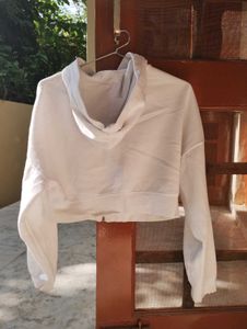 White Cropped Hoodie