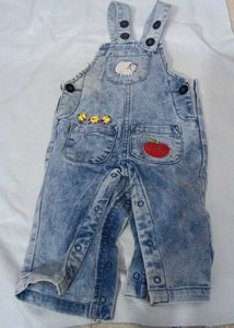 Denim Overalls with Cute Appliques