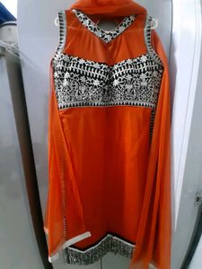 Orange Embroidered Kurta Set