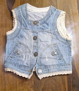 Denim Vest With Lace