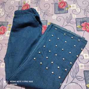 Girls Pearl Detail Denim Jeans