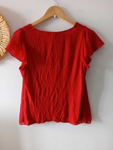 Forever New Red Ruffle Sleeve Top