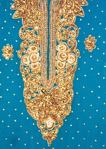 Teal Stone-work Party Wear Kurta & Dupatta