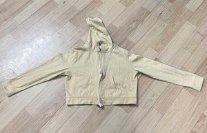 Beige Cropped Hoodie.