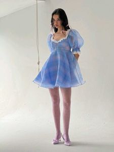 Blue Plaid Mini Dress