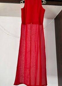 Button-up Front Slit Sheer Dress