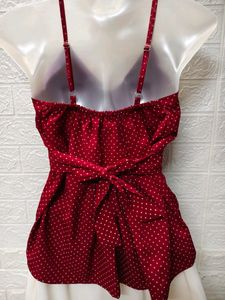 Chic Spaghetti Top with Mini Polka Dots