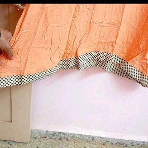 Peach Polka Dot Sleeveless Kurta