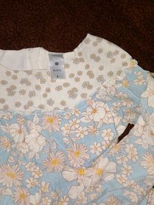 Blue Floral Dress For Kids