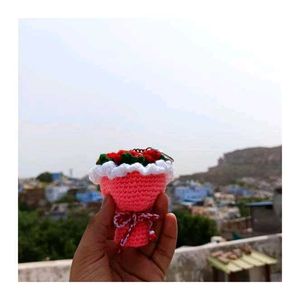 Crochet Mini Rose Flower Bouquet 💐 Keychain