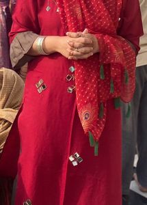 Red Mirrorwork Kurta Set