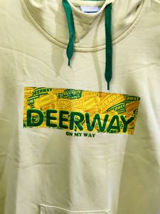 💥BUY1GET1💥 yellow Deerway hoodie with green drawstrings