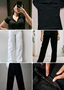 Black straight fit jeans+White cargo +Top🌻