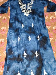 Blue Embroidered Kurti Set